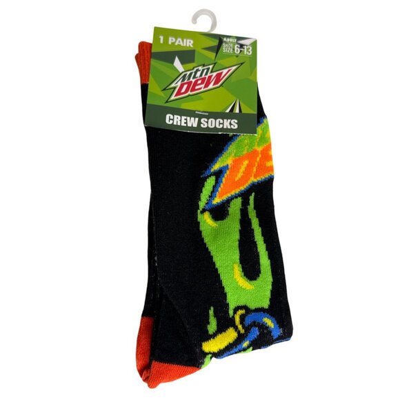 Soda Bottle Crew Socks 🥤 Neon Green Black Funny Men’s 6–13 Gift - Picture 1 of 2